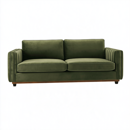 Canapé 2 places 180 x 85 x 82 cm en velours vert olive style contemporain