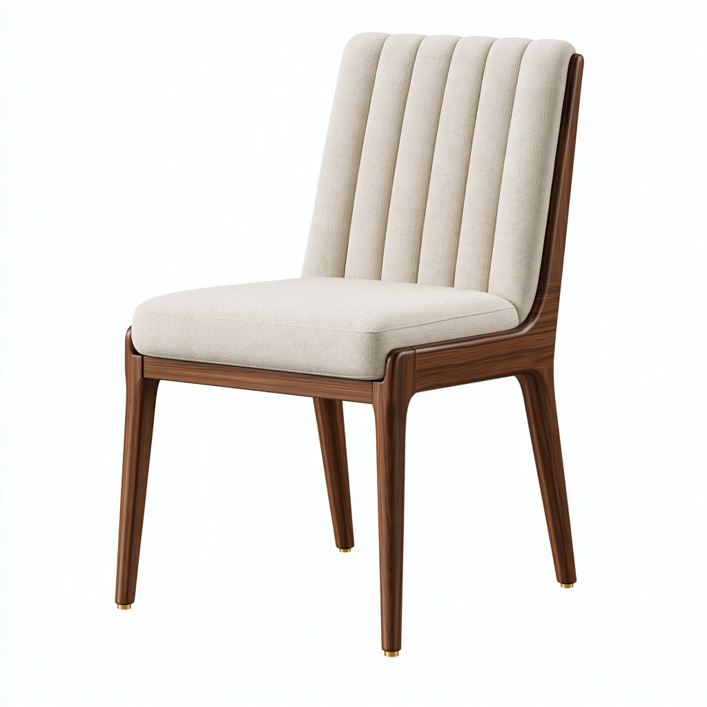 Chaise de salle à manger 50 x 60 x 90 cm en tissu beige et bois brun - style contemporain