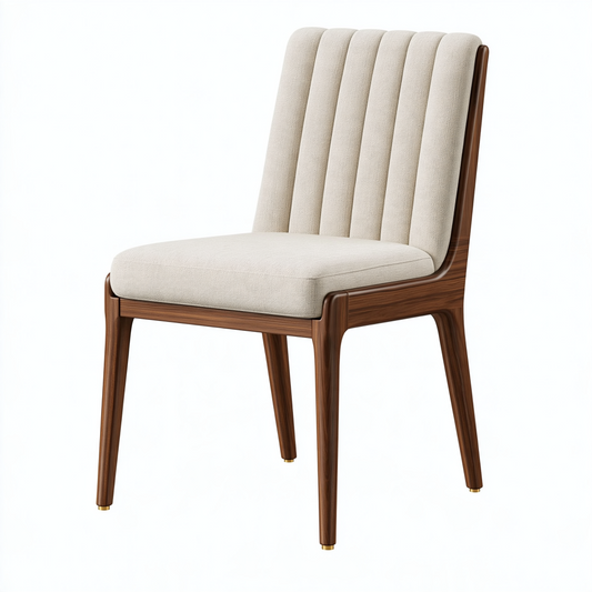 Chaise de salle à manger 50 x 60 x 90 cm en tissu beige et bois brun - style contemporain