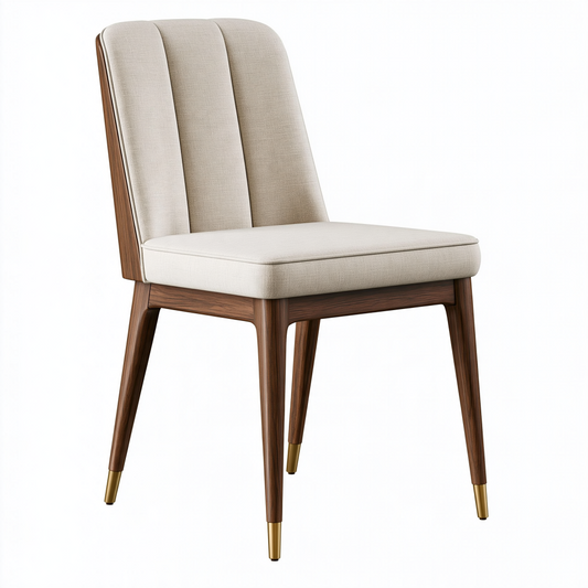 Chaise de salle à manger 52 x 62 x 89 cm en tissu beige et bois brun style contemporain