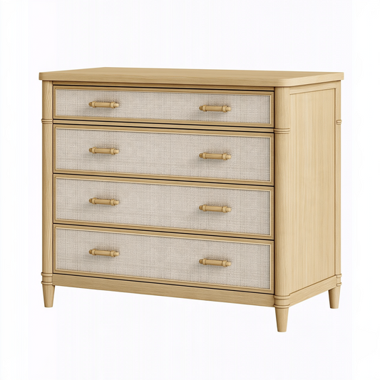 Commode 120 x 45 x 95 cm en bois beige à 4 tiroirs style naturel